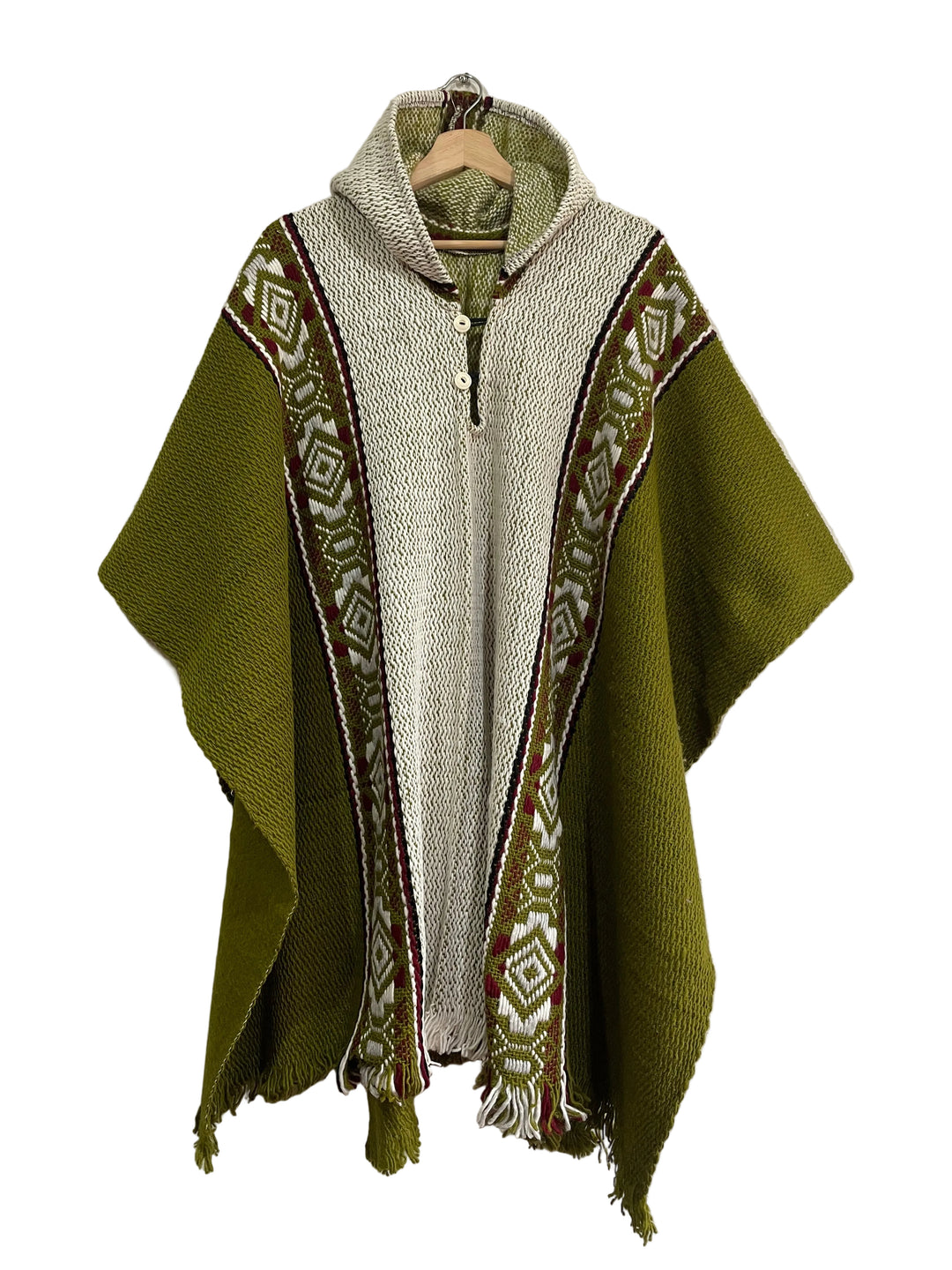PONCHO DE OVEJA OLIVO ANDINO