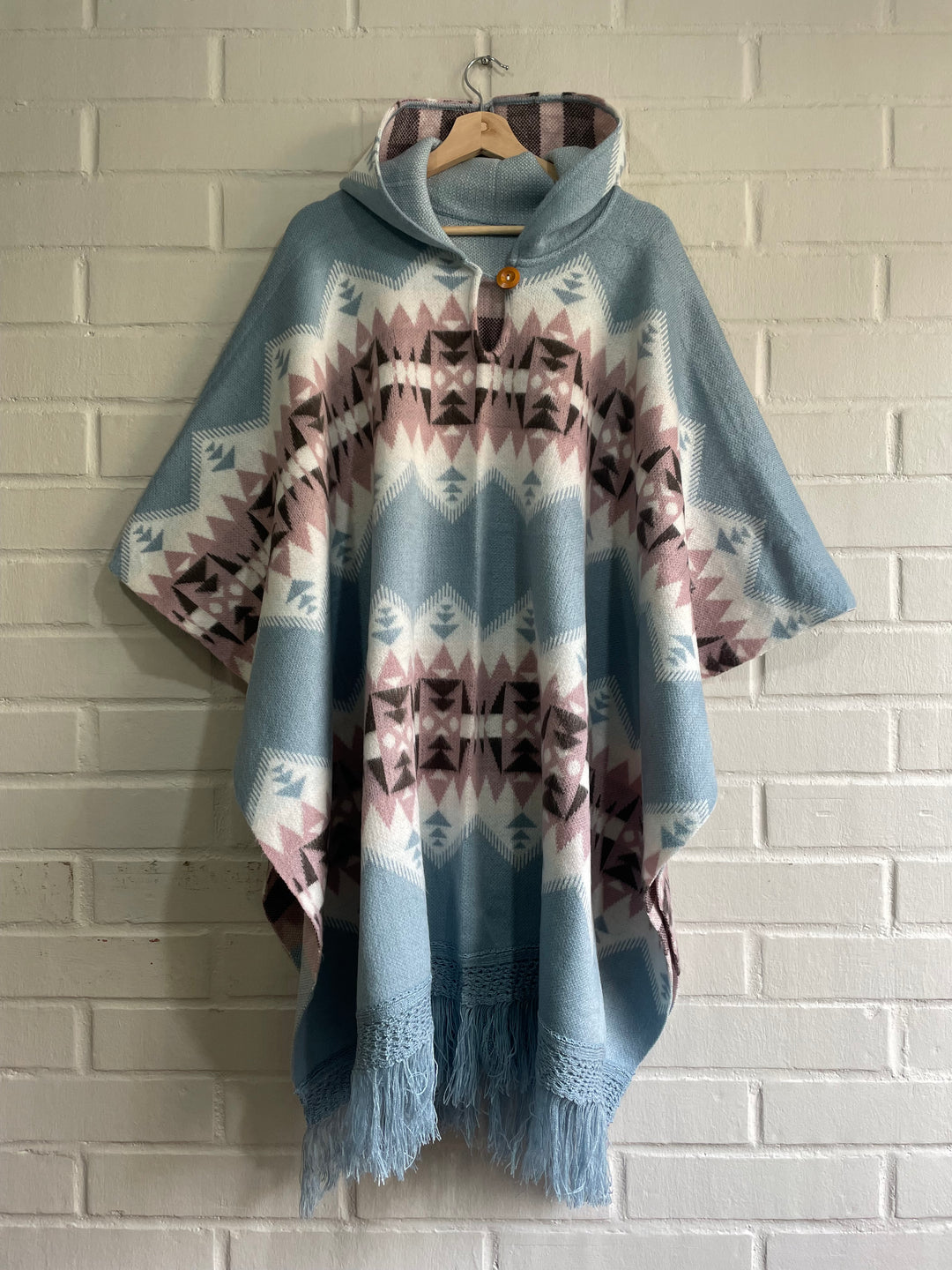 PONCHO DE ALPCA VERANIEGO CELESTE
