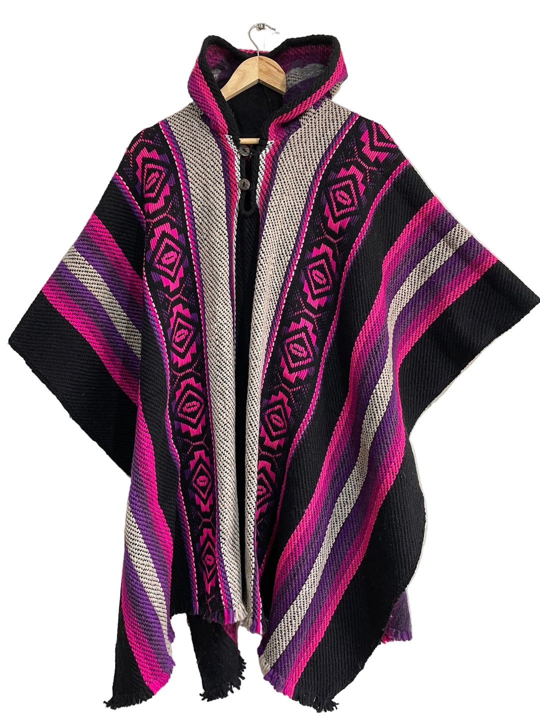 PONCHO DE OVEJA FUCSIA ANDINO