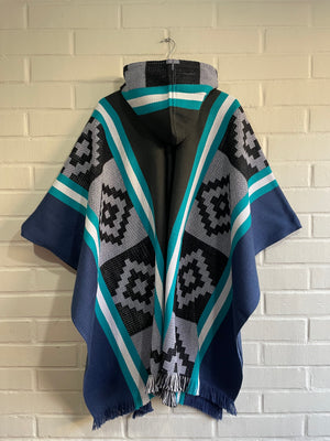 PONCHO ARAUCANO PIEDRA AZUL