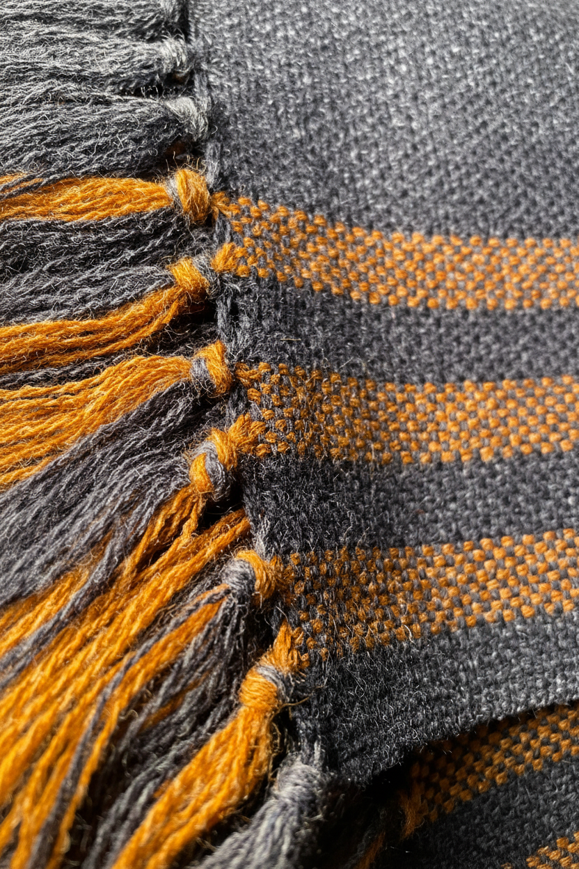 Detalle tejido alpaca negro dorado