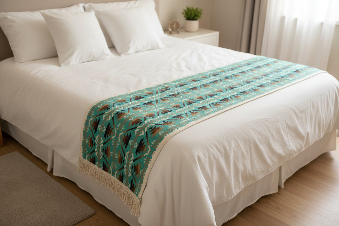 Pie de cama turquesa sin arrugas